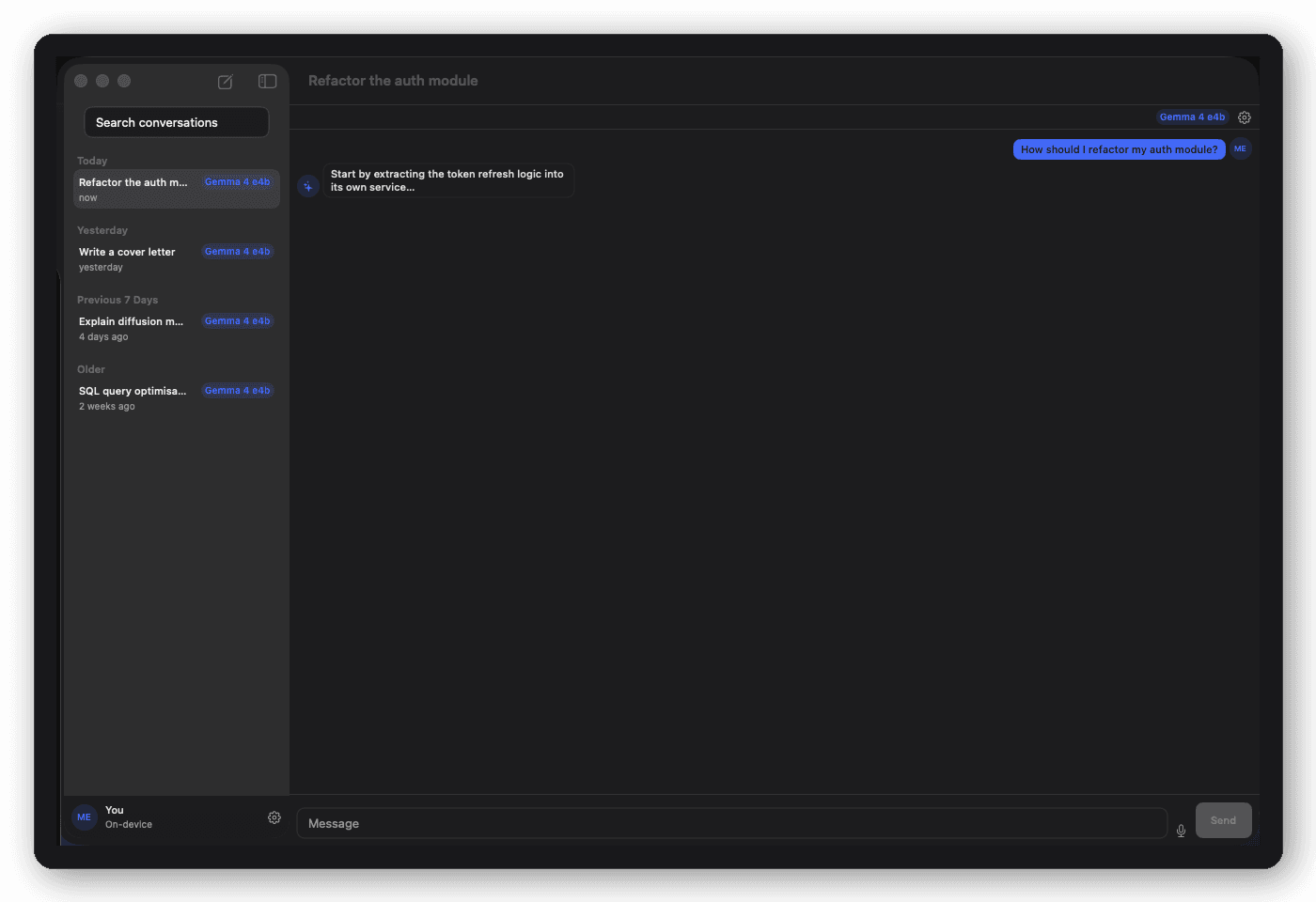 AI Chat vertical composition