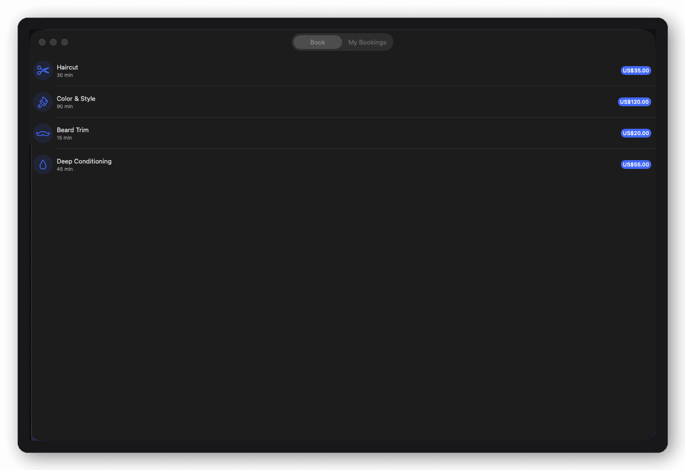 Booking vertical screenshot