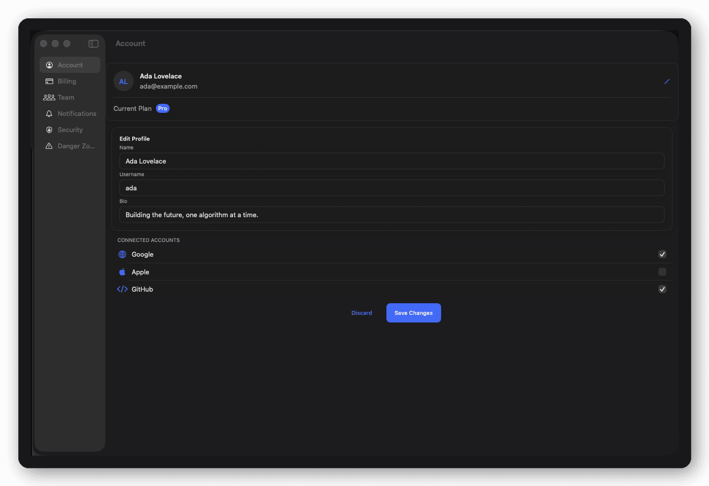 Settings vertical composition