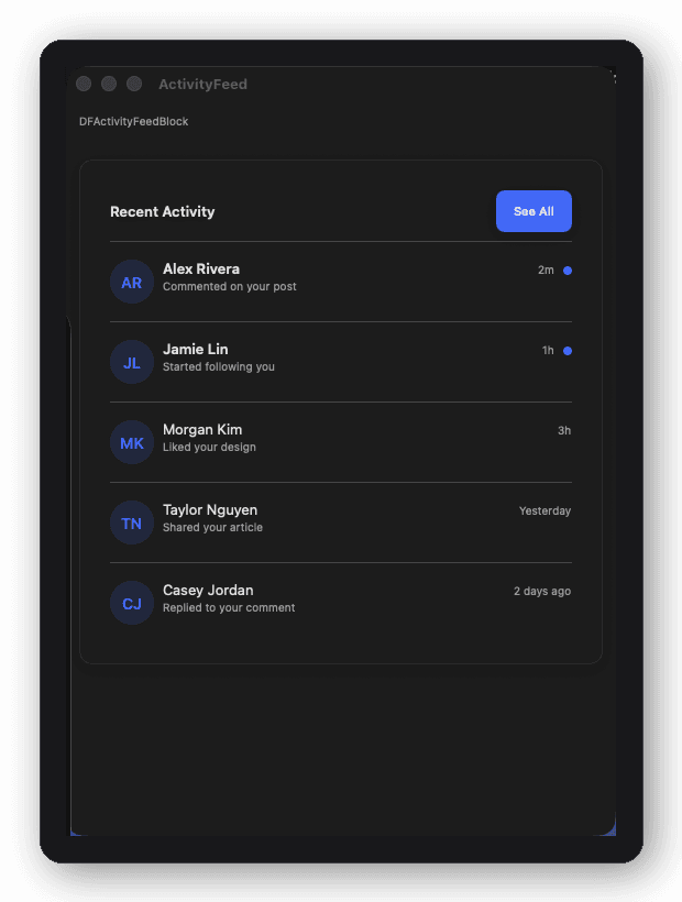 Activity Feed block