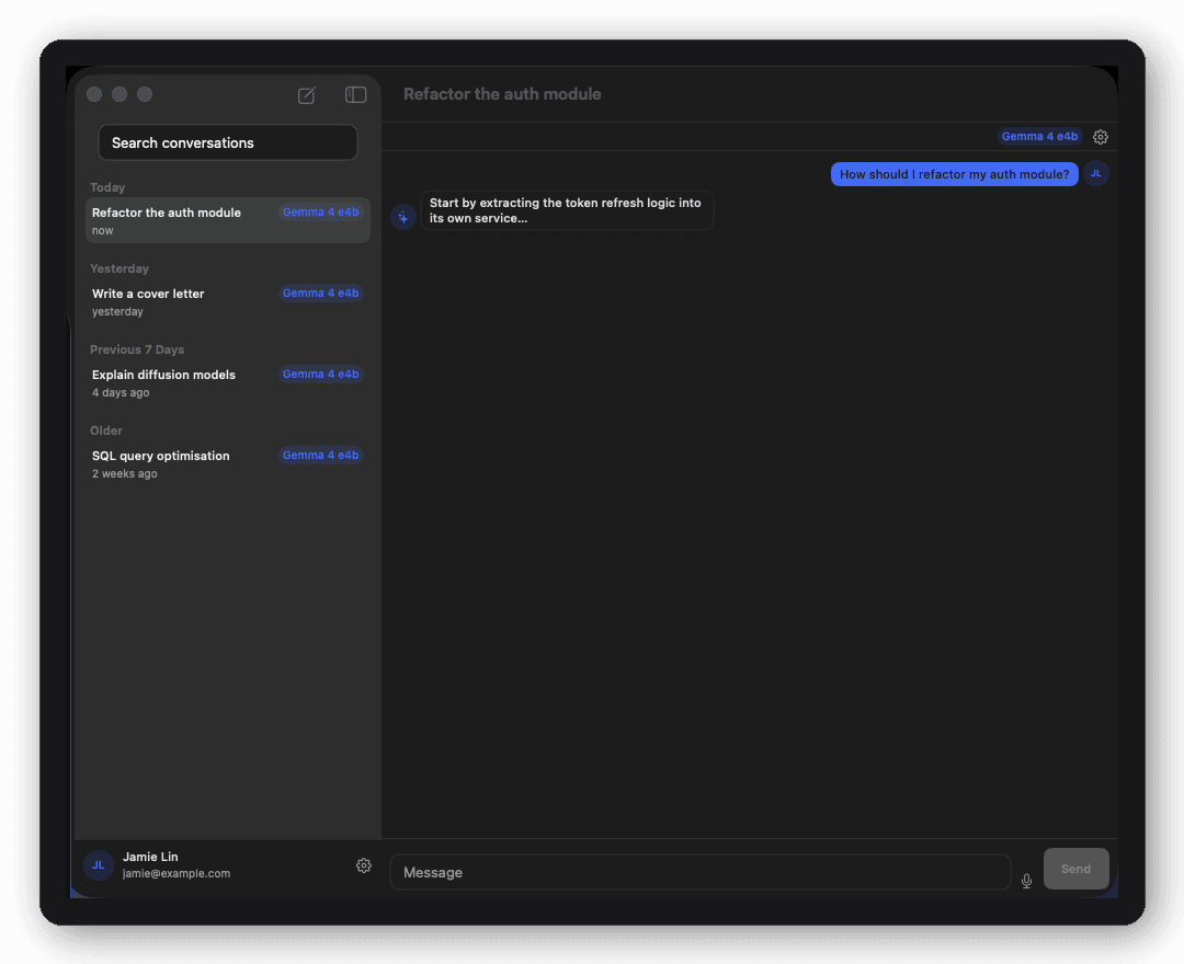 AI Chat — Thread screen