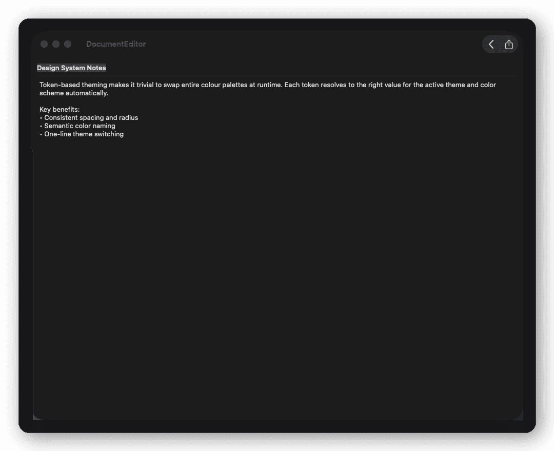 Documents — Editor screen
