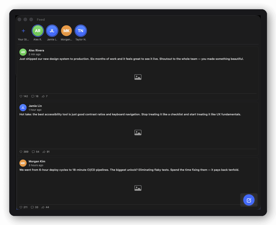 Social — Feed screen