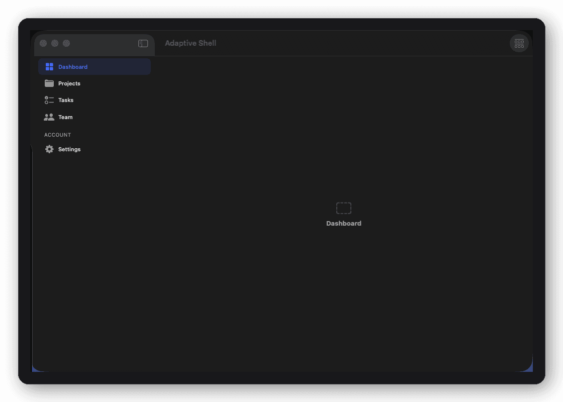 Adaptive Shell shell layout