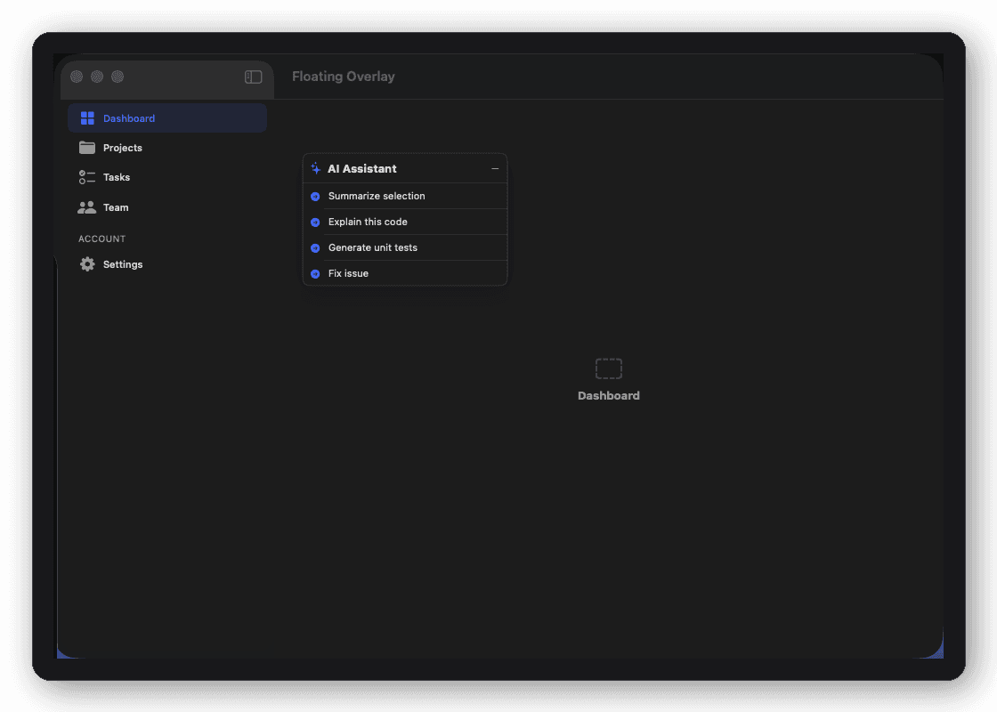 Floating Overlay shell layout