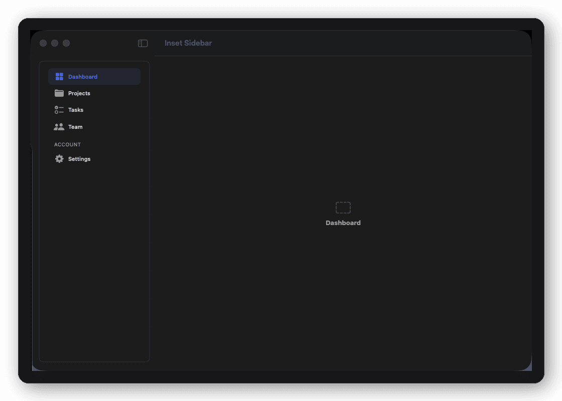 Inset Sidebar shell layout