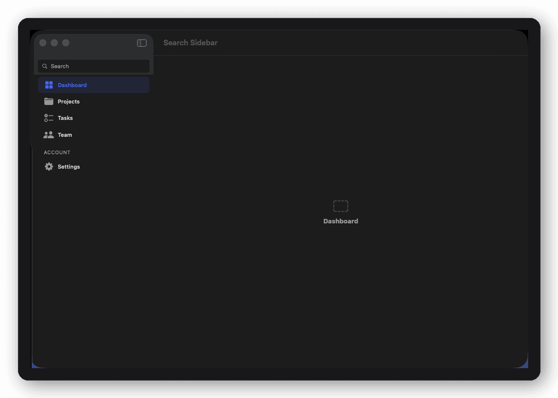 Search Sidebar shell layout