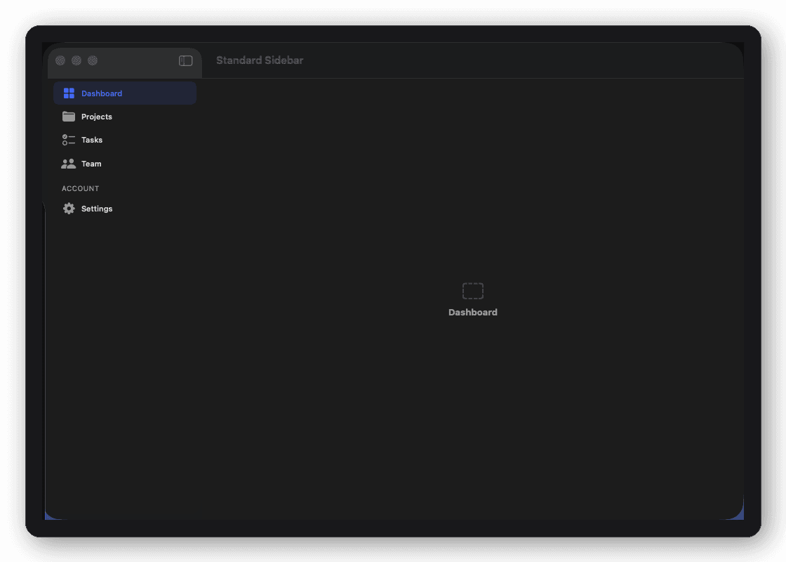 Standard Sidebar shell layout