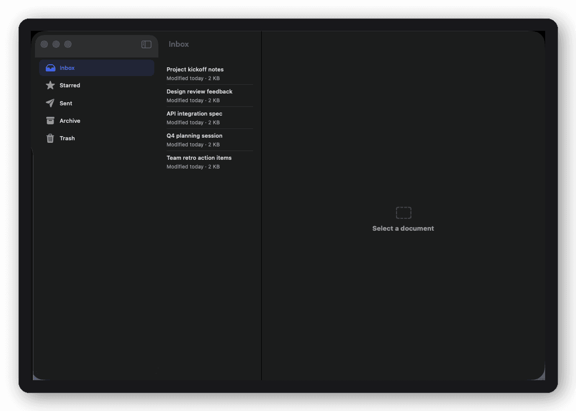 Three Column shell layout