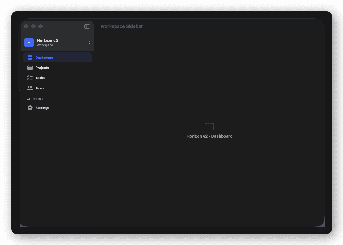 Workspace Sidebar shell layout